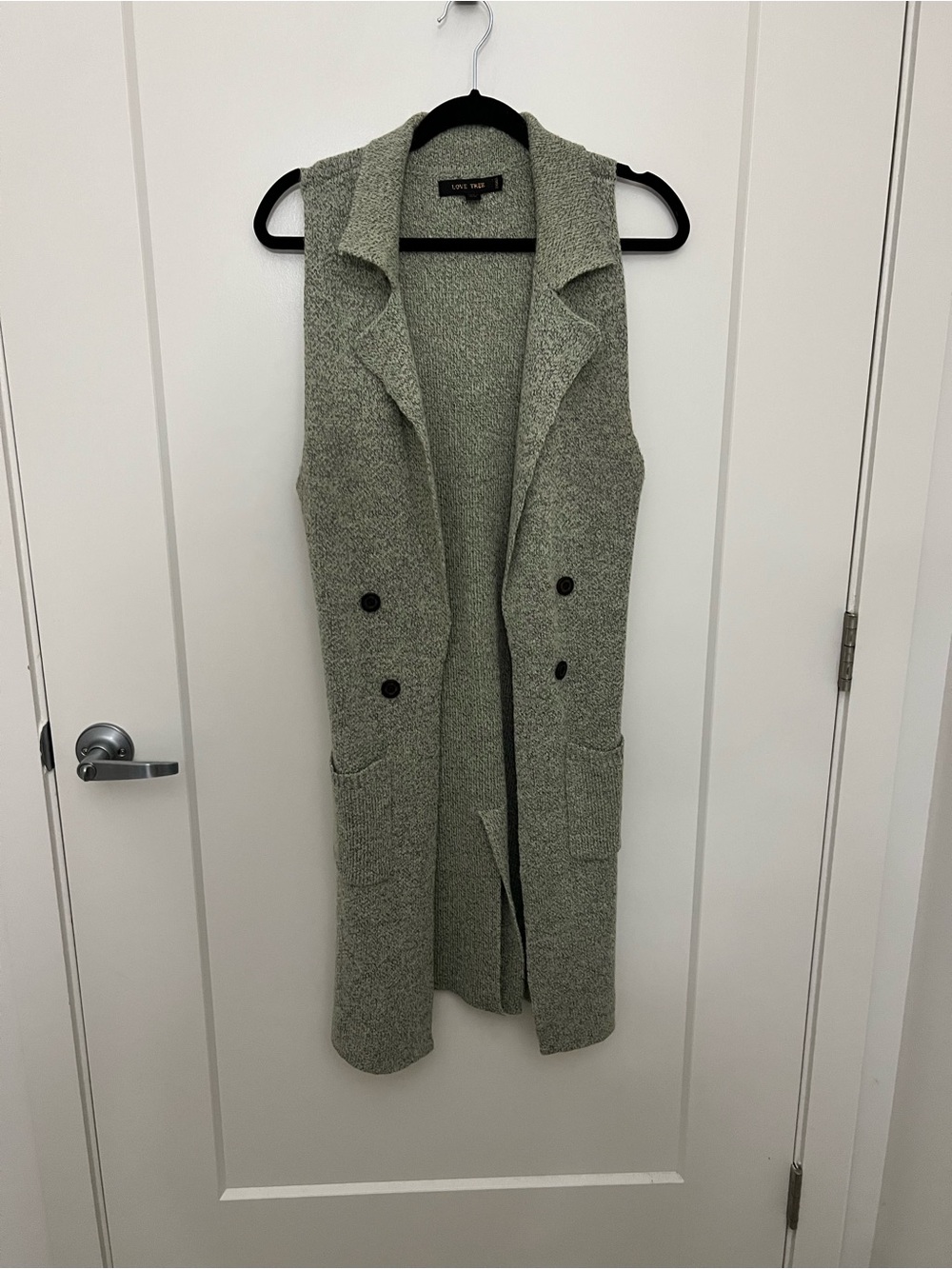 Love Tree Sleeveless Knit Cardigan in Sage